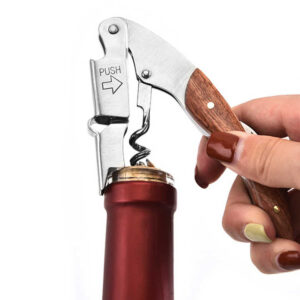 Professional Waiter's Wine Opener - Double Hinged Corkscrew with Wood Handle for Restaurant & Home Use