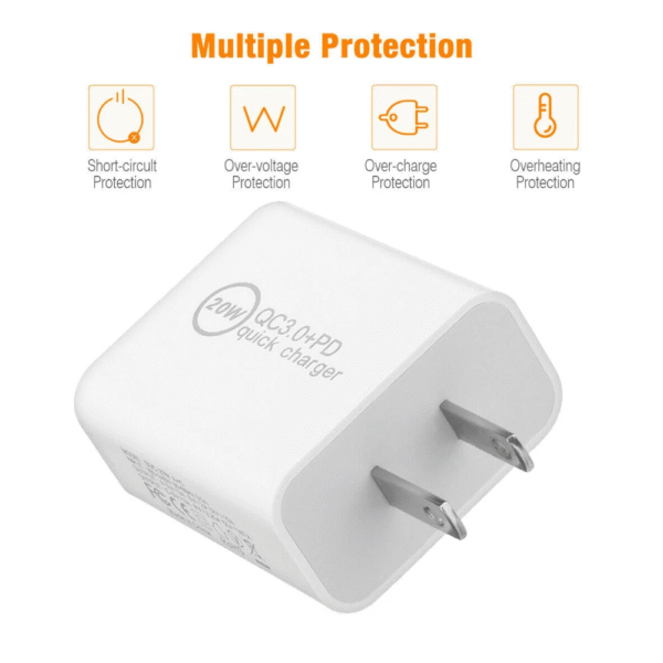20W USB-C Fast Charger - PD3.0 QC3.0 Dual Port Power Adapter for iPhone Samsung Android Devices - Image 3