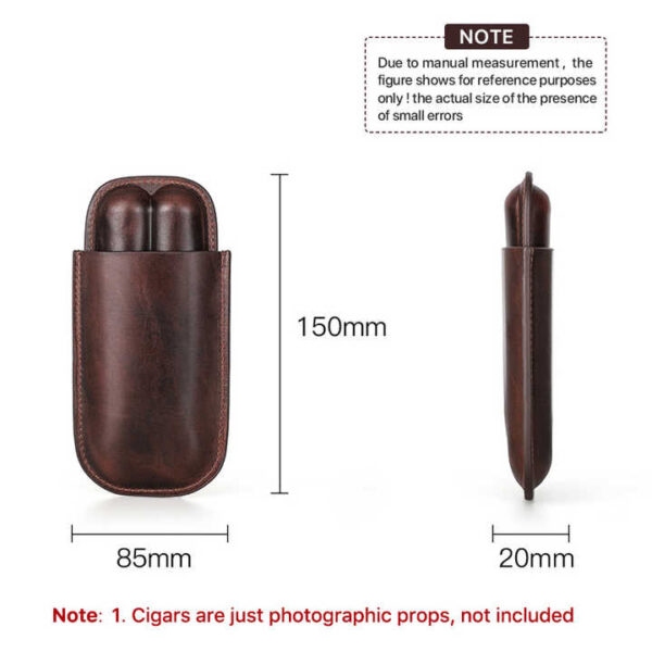 Leather Cigar Case Travel Humidor - Premium 2-Cigar Portable Storage Pouch for Cigar Enthusiasts - Image 4