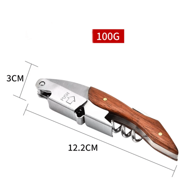 Professional Waiter's Wine Opener - Double Hinged Corkscrew with Wood Handle for Restaurant & Home Use - Image 2