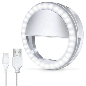 Portable LED Selfie Ring Light - Rechargeable Clip-On Flash for Phone Camera Video Calls & Photography