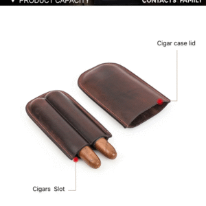 Leather Cigar Case Travel Humidor - Premium 2-Cigar Portable Storage Pouch for Cigar Enthusiasts